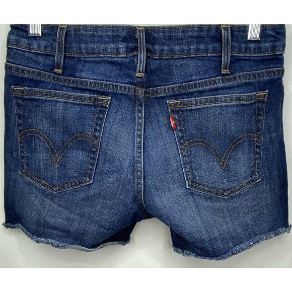 Levi’s Women’s Cutoff Distressed Denim Jean Shorts 4 Dark Blue Casual Summer - Picture 4 of 8